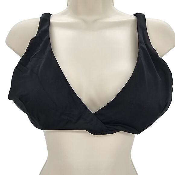 Andie Swim Womans size L The Belmar Bikini Top in Black Crossover Front NEW - Picture 1 of 8
